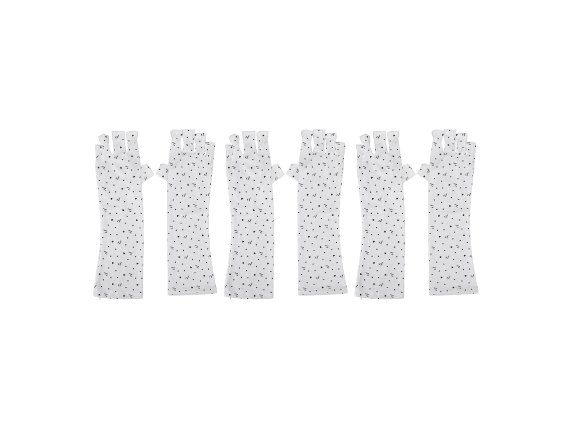 3 Pares De Guantes Uv Sin Dedos Con Un Bonito Estampado De Corazones Para Secador De Uñas De Gel - Protección Uv Para Manicuras