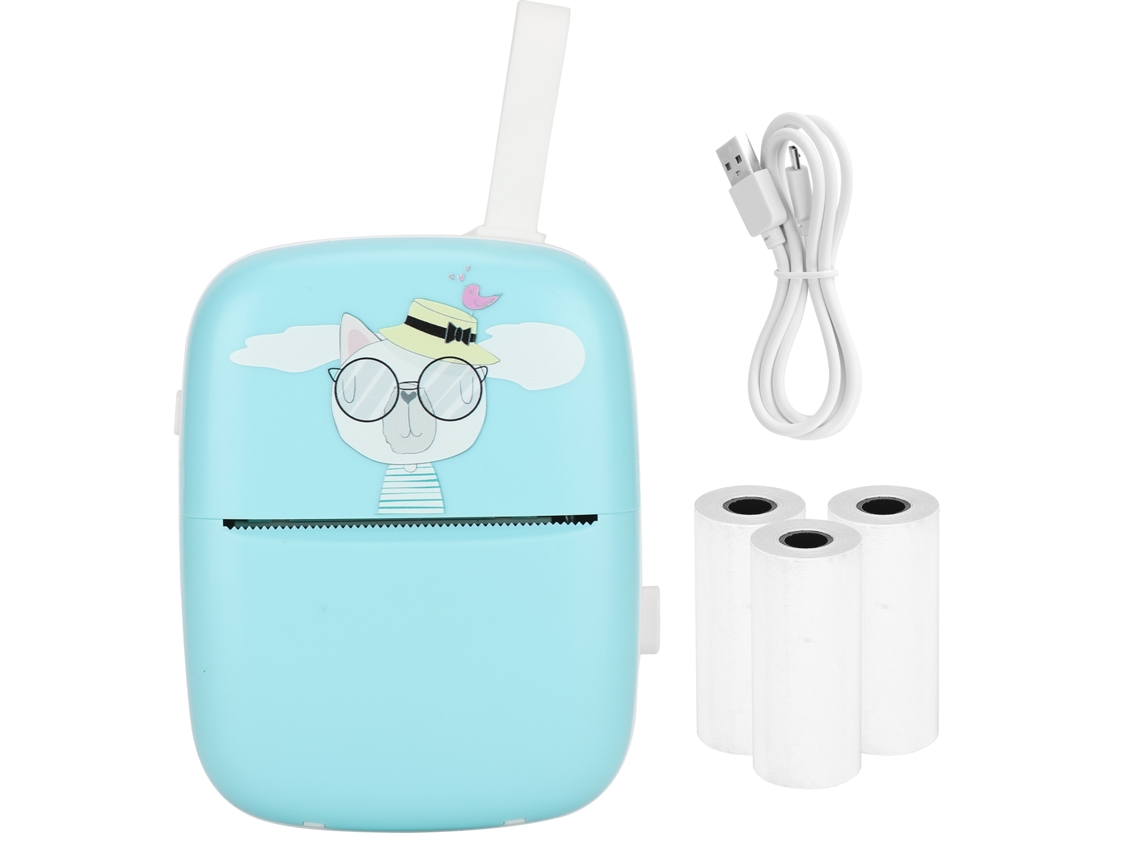 Mini Impresora Portátil De Bolsillo Para Preguntas Incorrectas, Fotos Con Bluetooth, Batería De Larga Duración, Azul