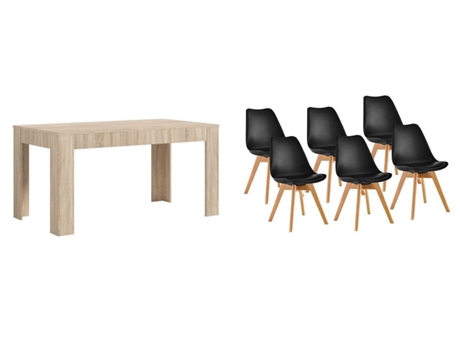 Pack Mesa Extensible de Comedor o Cocina Cambria 6 Sillas Nordic Negro SALDOSYSTOCKS