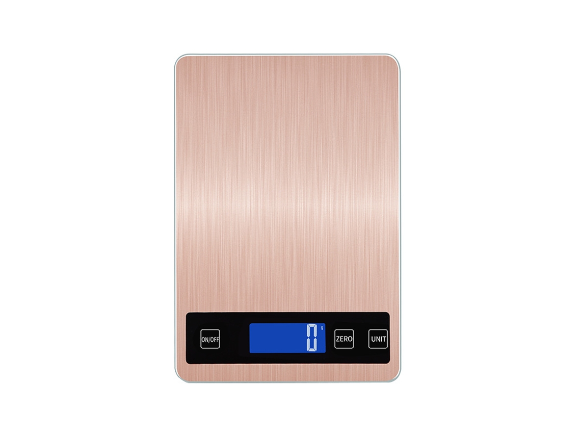 Báscula de cocina digital, báscula electrónica recargable de acero inoxidable con pantalla LCD, 15 kg/1 g oro rosa Digitallab