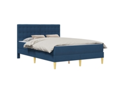 Maison Exclusive - Estructura De Cama Con Colchón Azul 140 X 200 Cm Tela