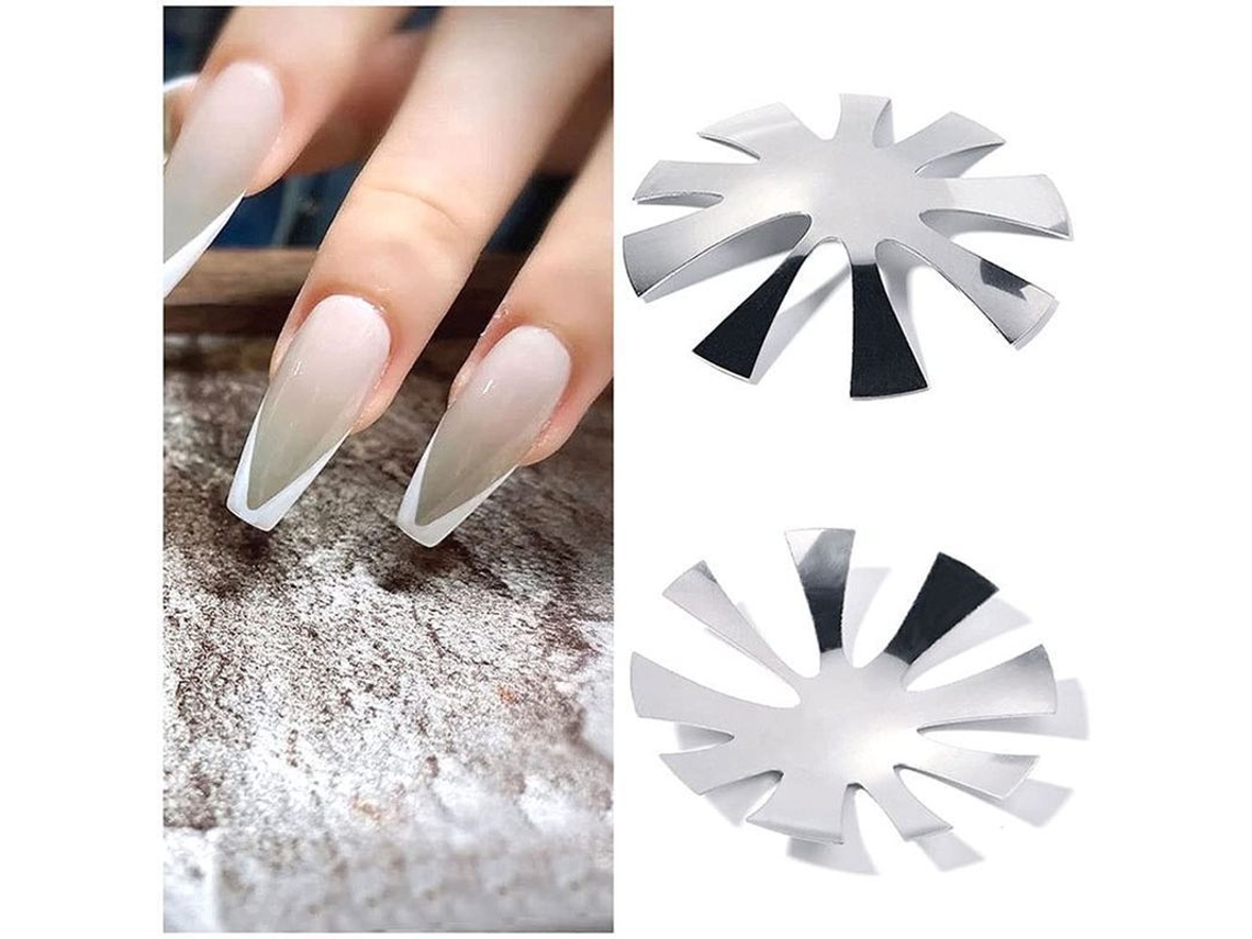 Kit De Herramientas Para Uñas De Acero Inoxidable De 2 Piezas: Moldeador De Línea De Sonrisa Francesa, Forma De Almendra Para Manicura.