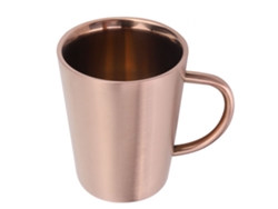 Vaso de acero inoxidable de doble capa de 350 ml con asa, para cerveza, té, agua y leche, dorado