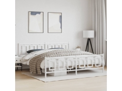 Estructura Cama Sin Colchón Con Estribo Metal Blanco 193x203 Cm