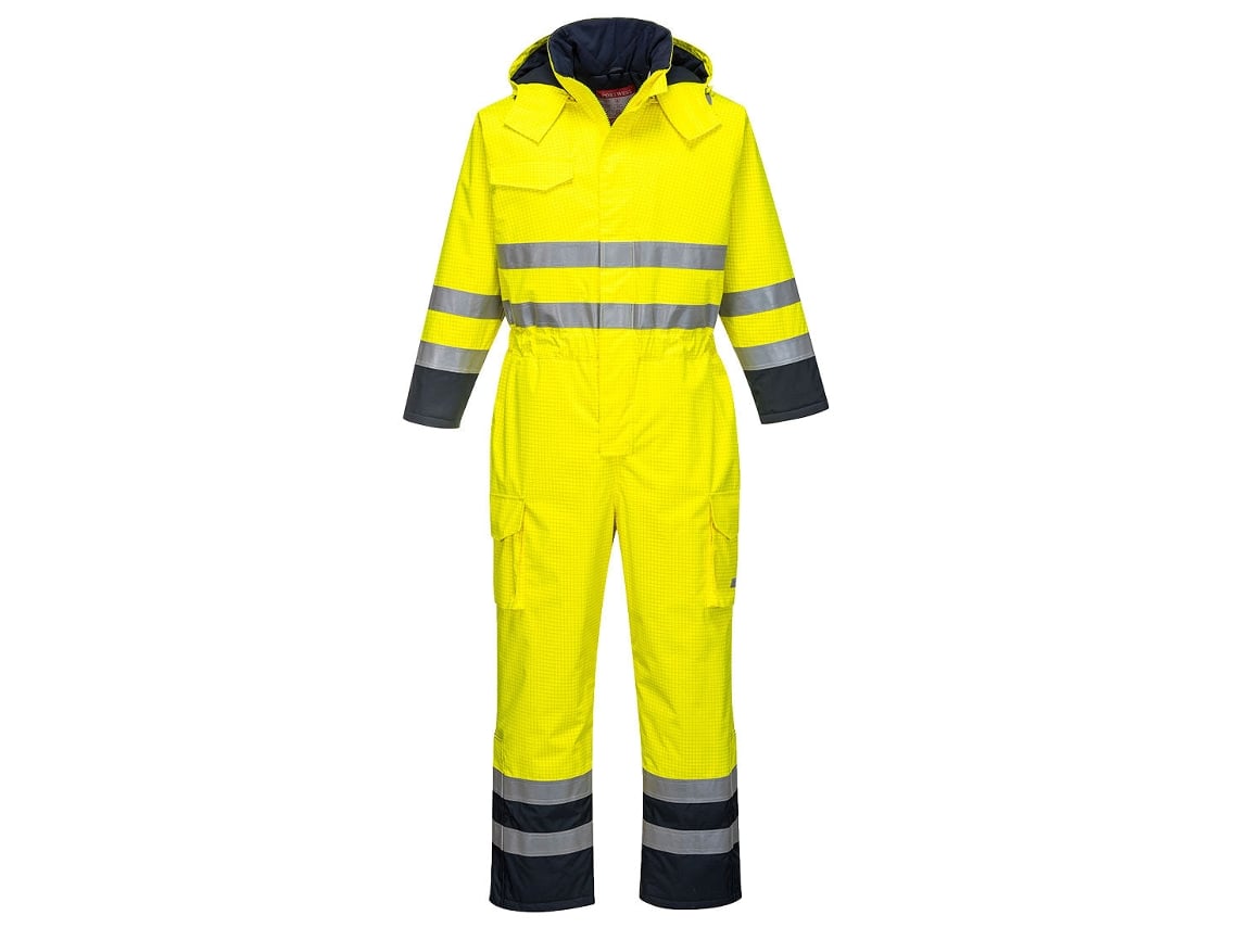Mono De Alta Visibilidad Y Antiestático Bizflame Rain Amarillo Marino / Xxl