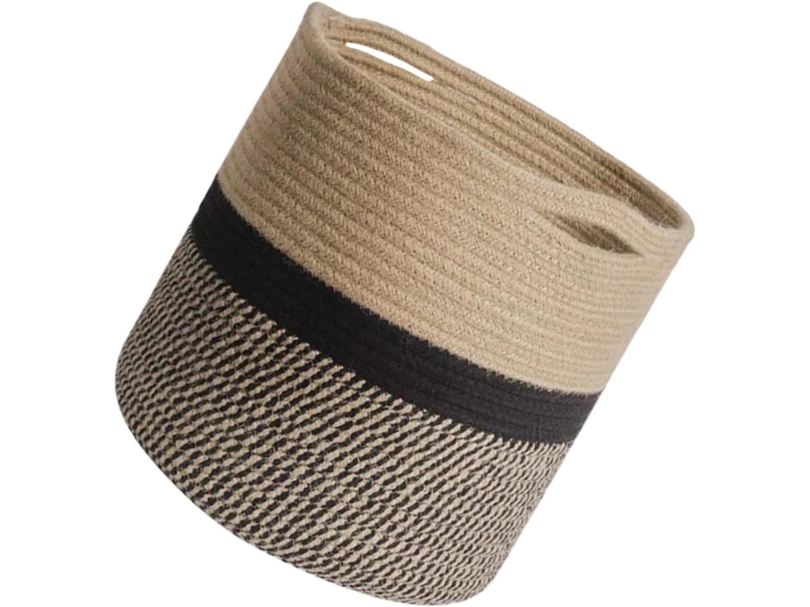 Cesta Decorativa Y Plegable De Cuerda Algodón Tejida Con Dos Almacenamiento