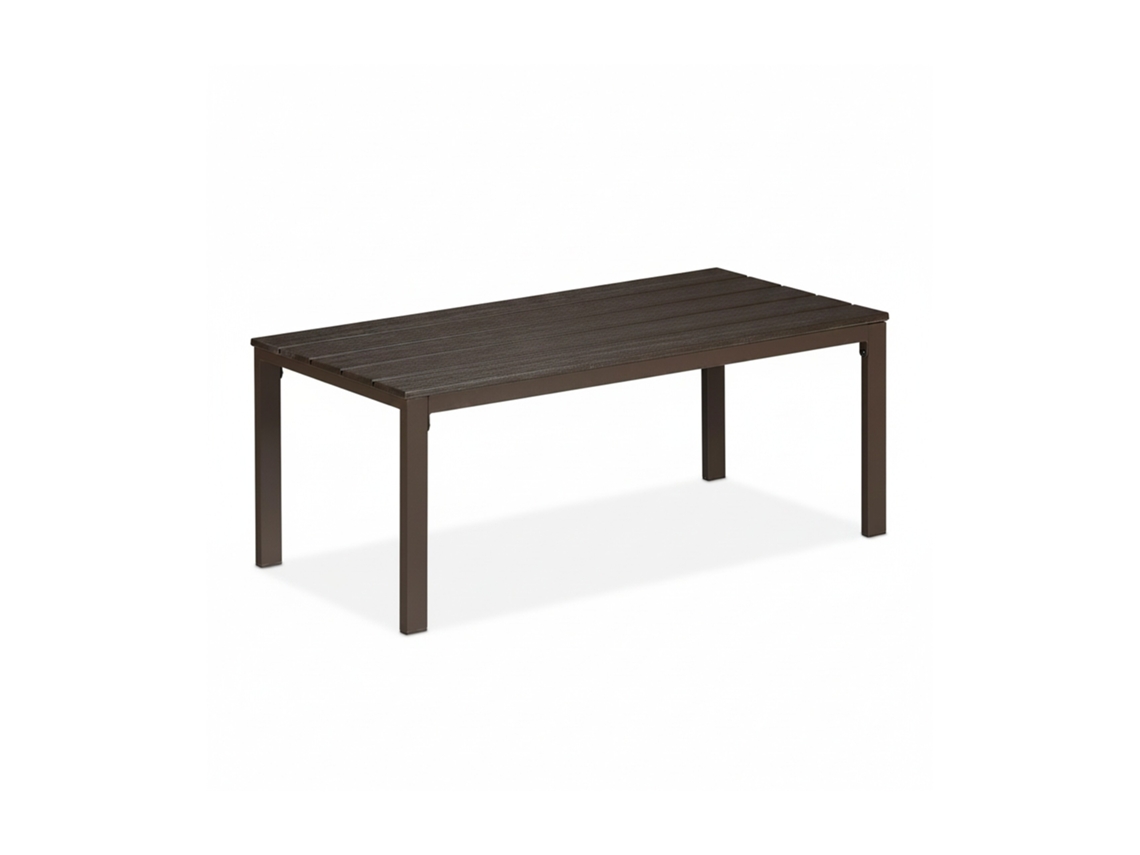 Relaxdays Mesa De Jardín, Resistente Intemperie, Efecto Madera, Terraza Y Balcón, 39x98x48 Cm, Mesita Exterior, Marrón