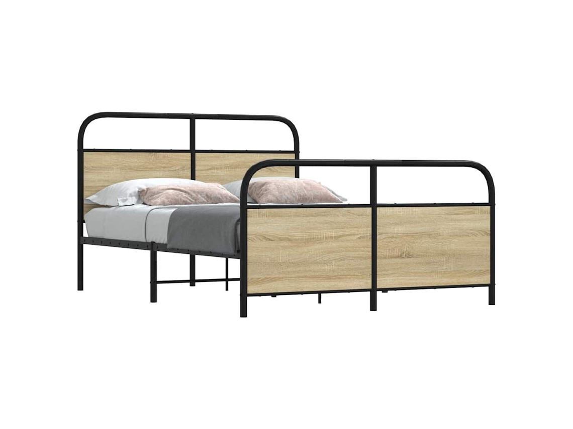 Estructura De Cama Sin Colchón 120x190 Cm Madera Roble Sonoma