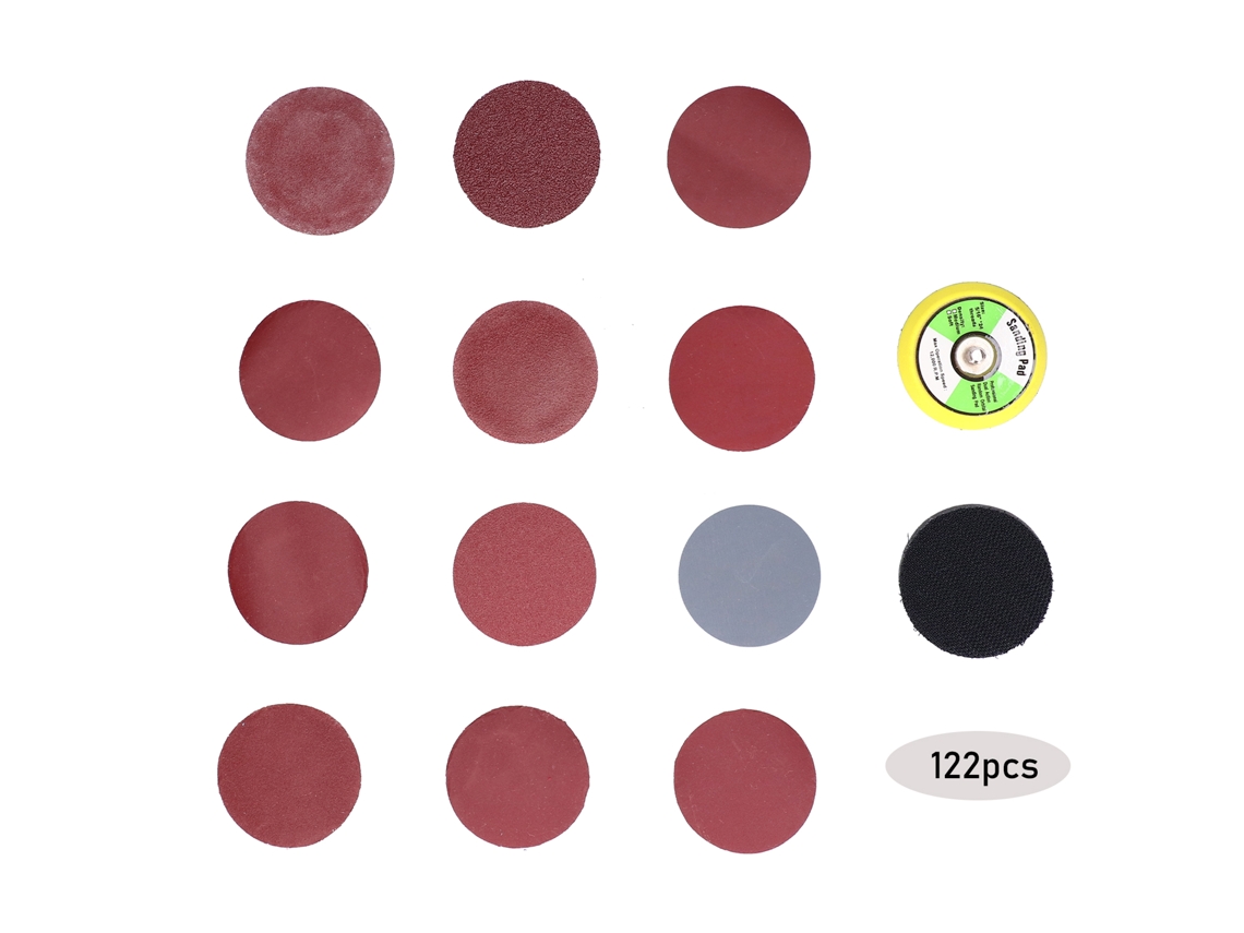 Kit De Discos De Lijado Redondos De 2 Pulgadas, 122 Piezas, Con 12 Tipos Diferentes: Pulido Eficiente Para Madera, Metal Y Plástico.