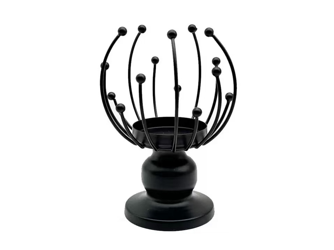 Lámpara giratoria multifuncional con vela aromática y soporte para plantas.