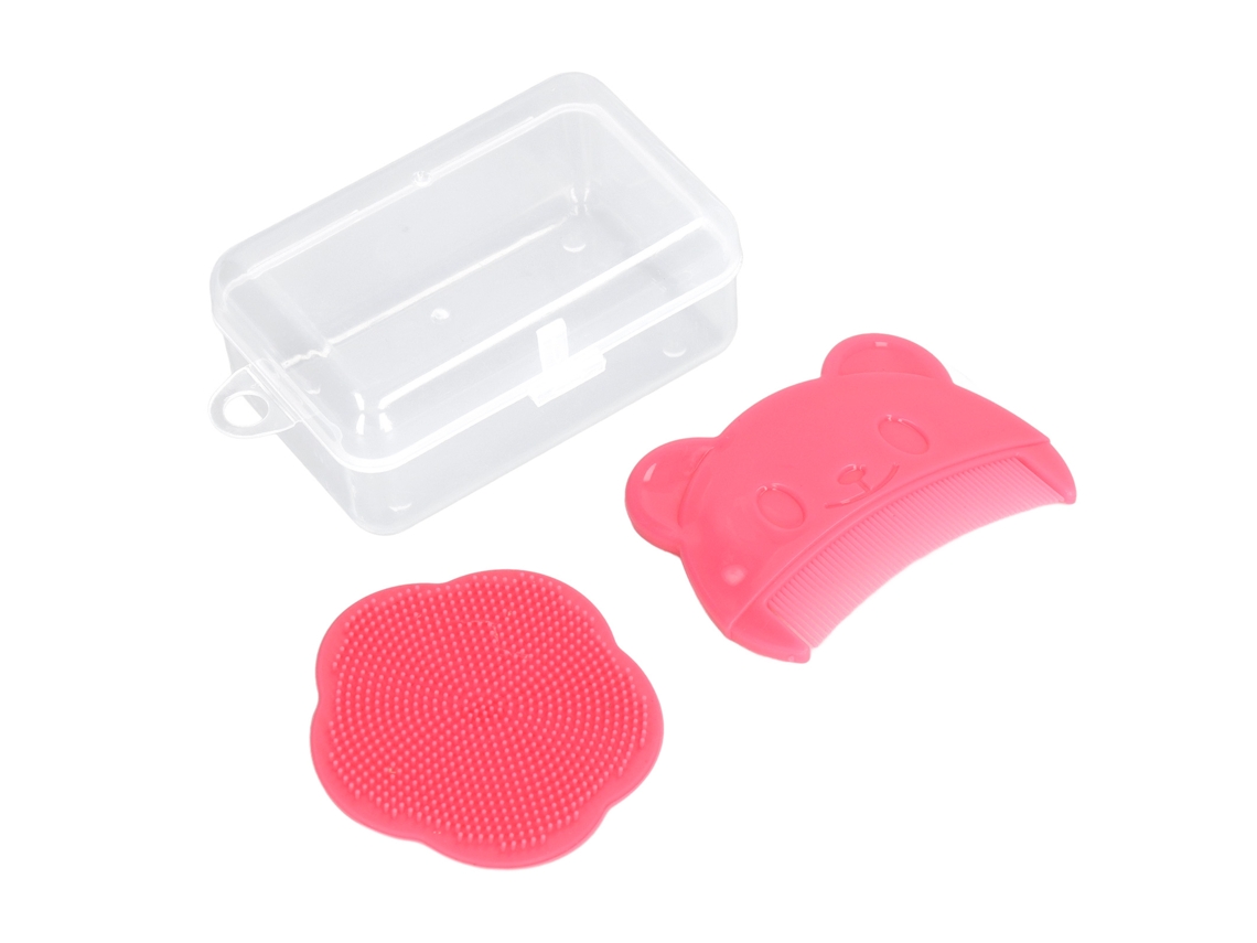 Juego De 2 Cepillos De Baño De Silicona Para Bebés, Cepillo Suave Para El Cuero Cabelludo De Recién Nacidos, Rojo