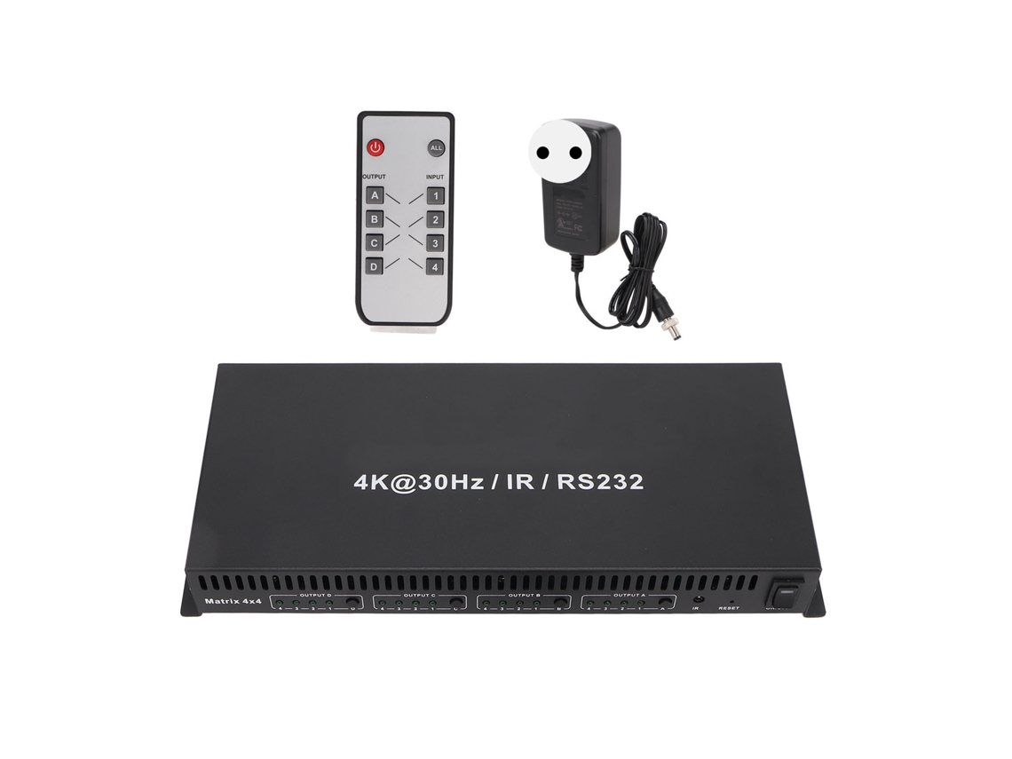 Conmutador De Matriz Hdmi 4 Entradas 4 Salidas 4k 30hz Rs232 Plug Eu