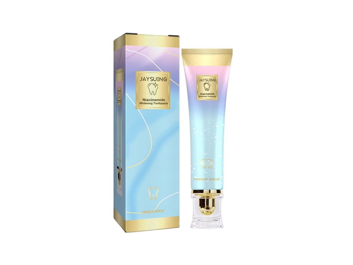 La pasta dental blanqueadora Jaysuing elimina manchas y placa, protege las encías y refresca el aliento.