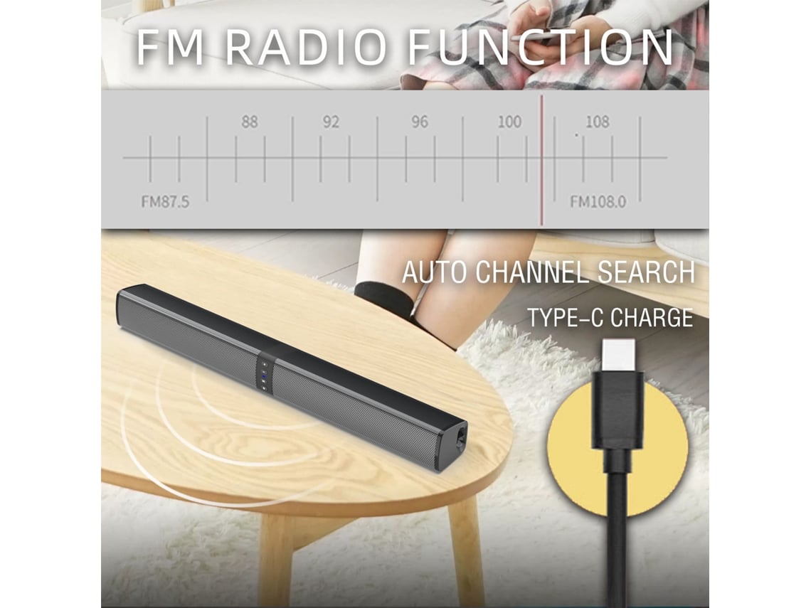 Bs-36 Altavoz Largo Desmontable Para El Hogar, Exterior, Tv, Ordenador, Echo Wall, Bluetooth, Altavoz De Metal, Diseño Sin Bisel De Malla, Compatible