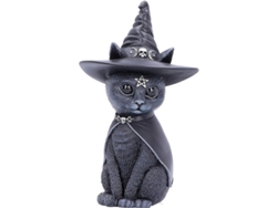 Figura De Gato Oculto Con Sombrero De Bruja Negro 10.5x6.2x4.5cm Resina Pintada A Mano
