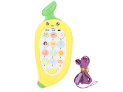 Teléfono bilingüe para niños con chupete, juguete educativo para el aprendizaje temprano, multimodo, color amarillo plátano.