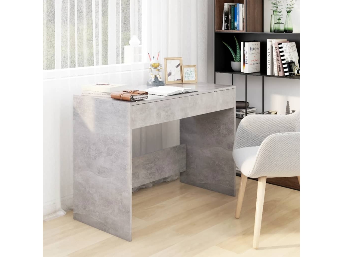 Escritorio de madera contrachapada gris hormigón 101x50x76,5 cm