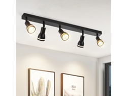 Lámpara de techo de metal GU10 con 5 puntos negros y focos interiores giratorios para cocina, oficina, salón y dormitorio. Sin bombillas. Nettlife.