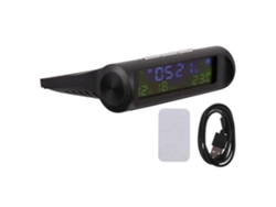 Reloj Digital, Calendario Anual Con Energía Solar Para Automóviles, Carcasa De Abs Negro Y Termómetro Incorporado.