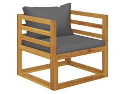 Silla De Jardín Con Cojines Gris Oscuro Madera Maciza Acacia