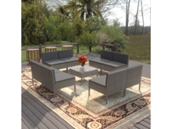 Conjunto de jardín DKD Home Decor de 9 piezas con cojines de mimbre gris