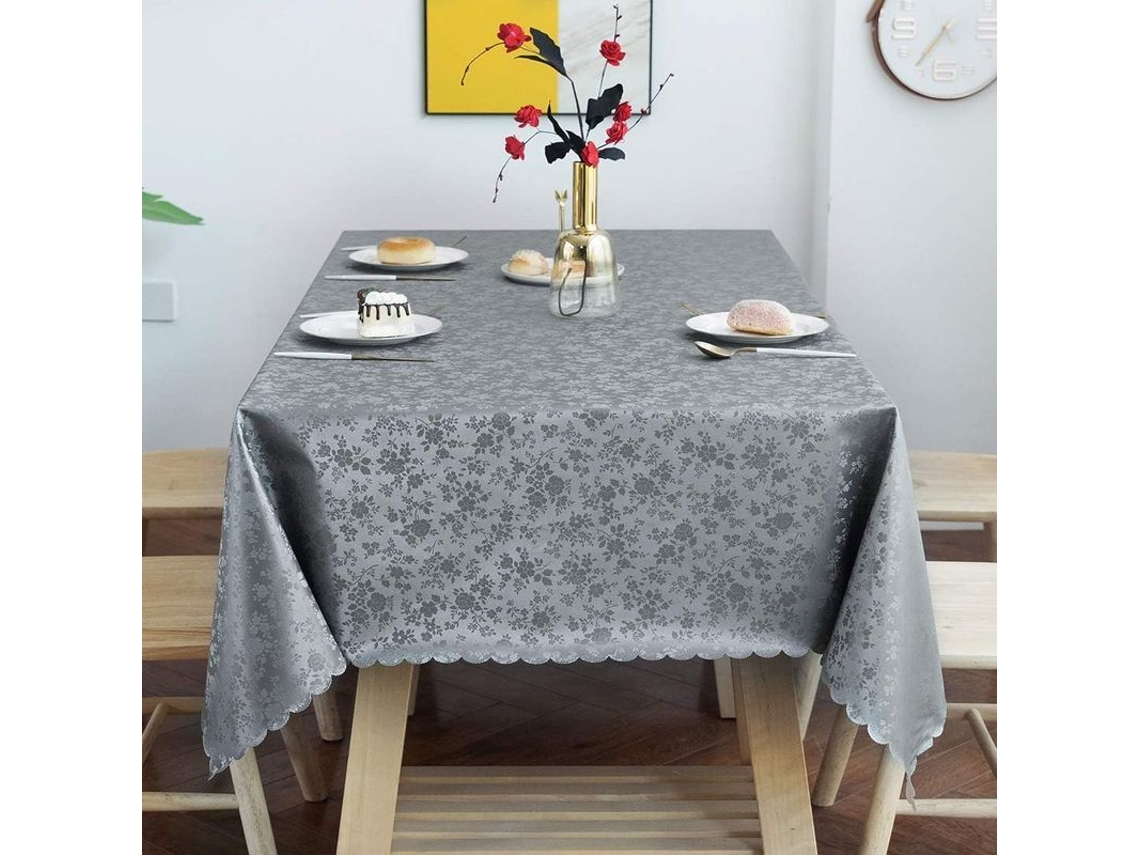 2026-40607-mantel De Vinilo Impermeable Rectangular Resistente, Limpieza Fácil, 52x70", Gris, Para Cocina Y Comedor