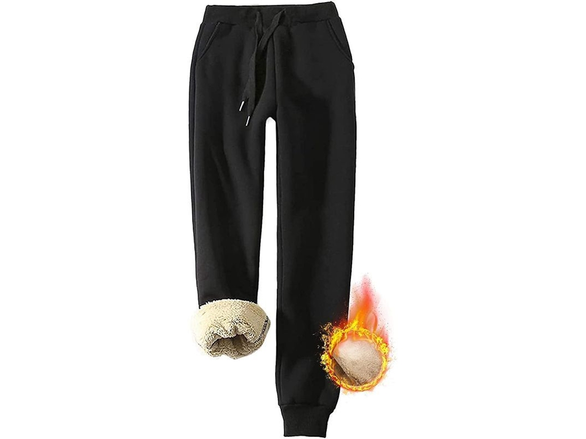 2026-pantalones De Deporte Mujer Invierno Caliente Forrado Sherpa Algodón Bolsillos Ajustables Cintura Cordón Anchos Casual Correr
