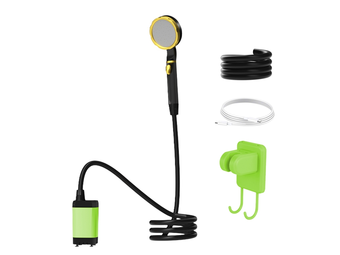 Ducha eléctrica portátil con pantalla digital, control de temperatura y modos duales.