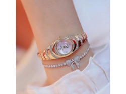Reloj ovalado pequeño para mujer con cadena y diamantes Bs Bee Sister Fa1540 Hengrongshen