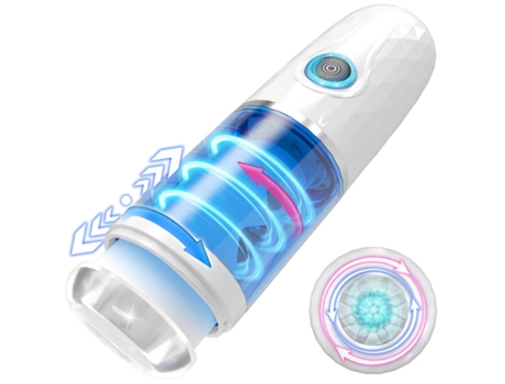 Masturbador masculino de máquina sexual giratoria de empuje automático con 10 modos (blanco) VEANXIN