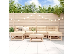 Juego De Muebles De Jardín 7 Udsconjunto De Comedorconjunto De Descanso Madera Maciza De Pino Cfw405614