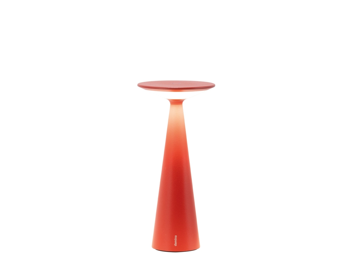 Lámpara de mesa LED recargable Zafferano Damina, regulable mediante tacto, batería de 8 horas de duración, IP65 - Inalámbrica, aluminio rojo