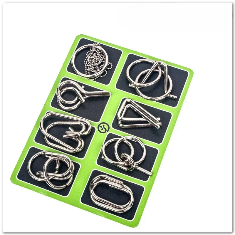 Rompecabezas de metal Montessori de 8 piezas, juguete educativo, Mdug (verde)