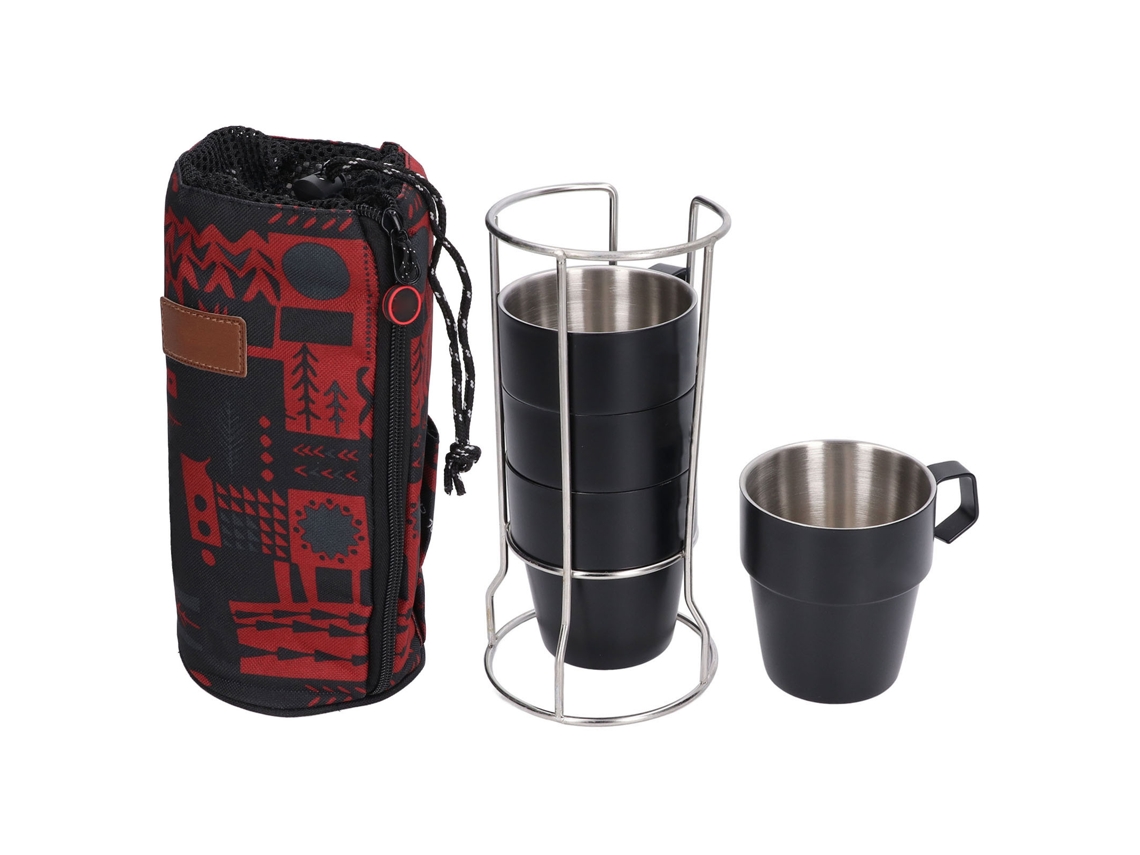 Juego De 4 Tazas De Café De Acero Inoxidable De 300 Ml Con Doble Capa Aislante, Portátiles Y Con Asa Ergonómica.