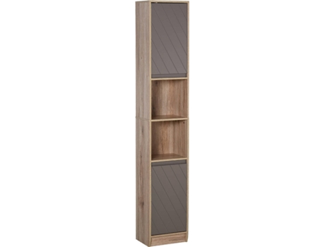 Homcom Armario Alto para baño columna de con 2 puertas y estantes abiertos mueble auxiliar almacenaje recibidor 30x24x170 cm roble 834240 60x19x49