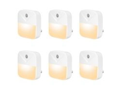 Paquete de 6 luces nocturnas LED blancas cálidas con sensor inteligente de anochecer a amanecer, Facpoet
