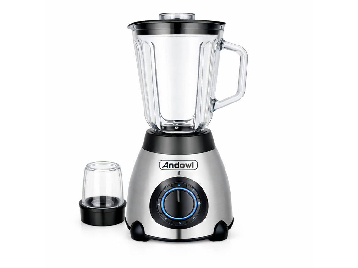 Liquidificadora 2 Em 1 Com Jarro De 1500ml E Lâminas Em Aço Inoxidável 1000w Andowl Q-fr60 Prateado