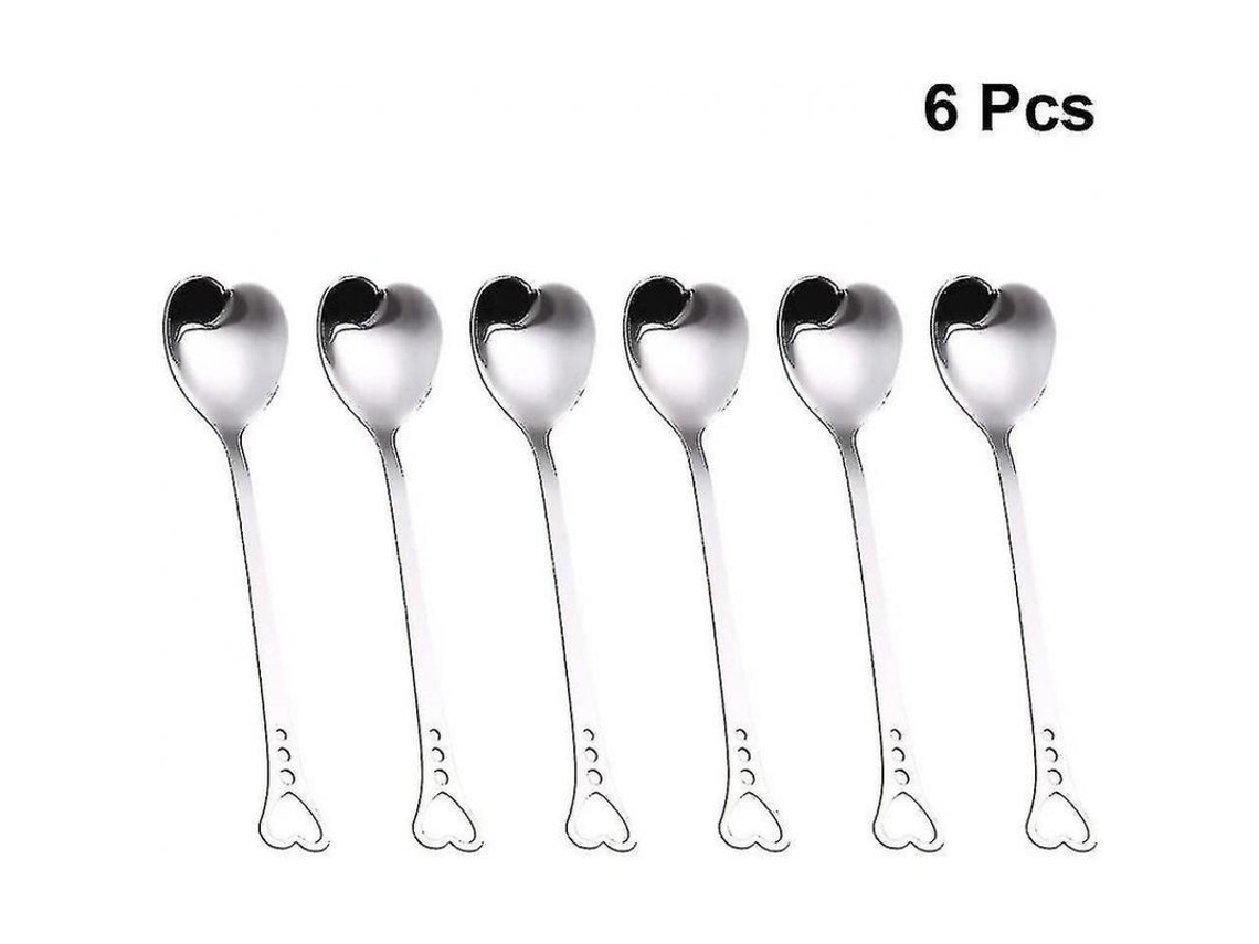 2026da-6 Cucharas De Acero Inoxidable En Forma De Corazón Para Postres Café Y Té