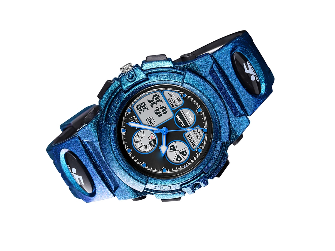 Reloj Digital De Cuarzo Skmei 1163 Para Niños, Resistente Al Agua Hasta 5 Atm, Con Correa De Pu Y Funciones Multifuncionales.
