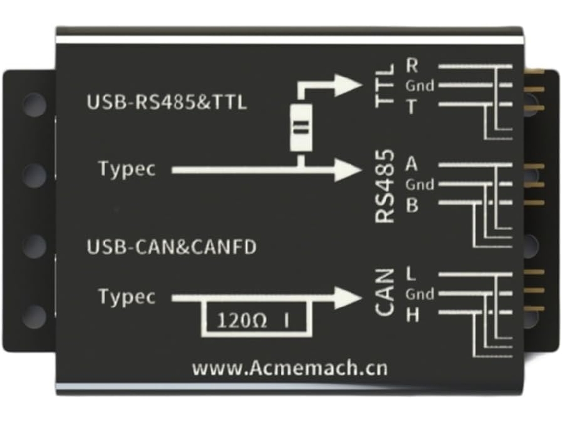 Adaptador Usb A Can Fd. Depurador Canfd Compatible Con Rs485 Ttl Para Entornos Industriales.