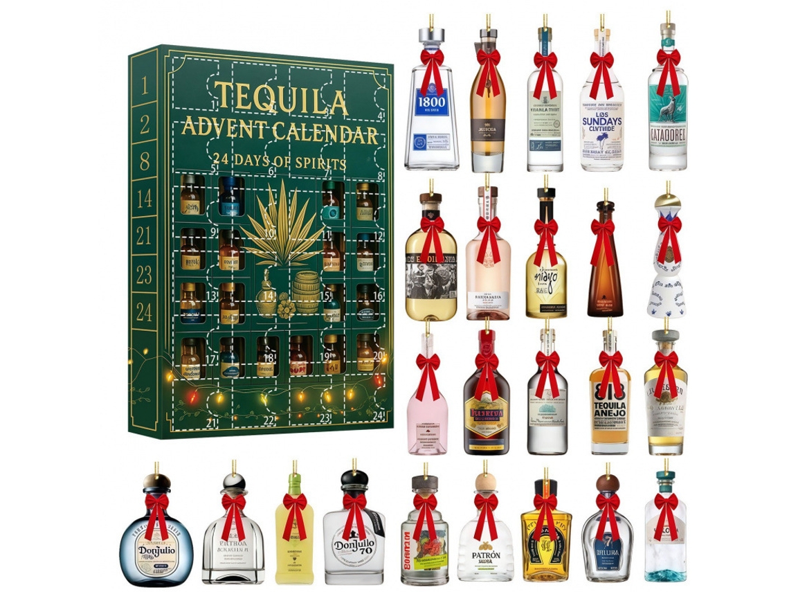 Calendario de Adviento Eifson 2D con colgante acrílico de tequila, cuenta regresiva de 24 días