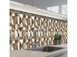 Paneles abstractos para salpicadero de cocina - Estilo retro - Marrón 450x60 cm