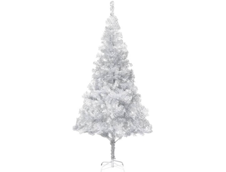 vidaXL Árbol de Navidad artificial con soporte plateado PET 180 cm