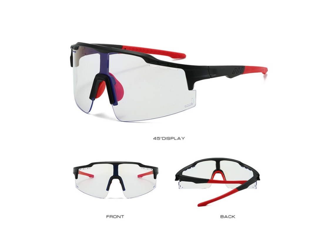 Gafas De Sol Deportivas Fotocromáticas Al Aire Libre Uv400 Hombres Mujeres Ciclismo Correr Negro Y Rojo Chrui