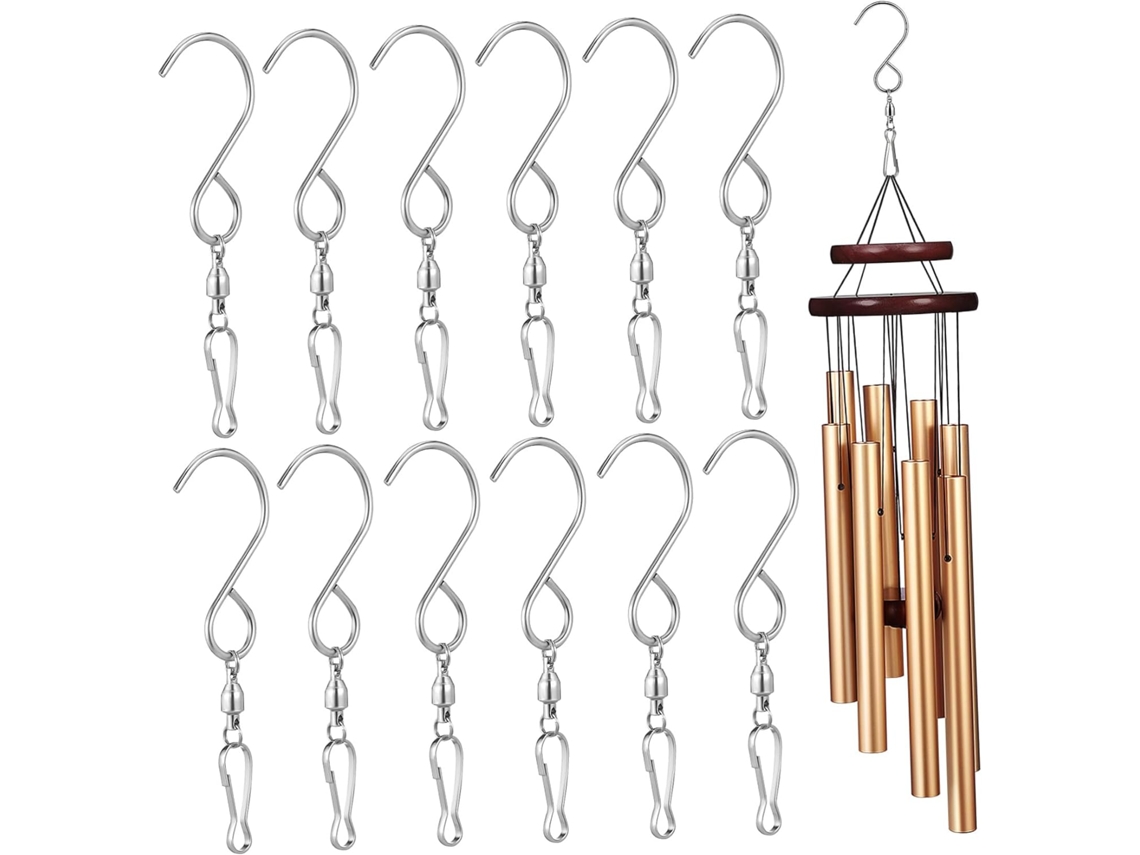 Ganchos Giratorios Colgar Juego 12 Acero Inoxidable Plateado Ligeros Inferior Soporte Campanillas Viento Forma