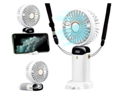 Ventilador de mano recargable portátil de 5000 mAh con 5 velocidades, mini ventilador de mano de 3,5 pulgadas con pantalla LED blanca USHION