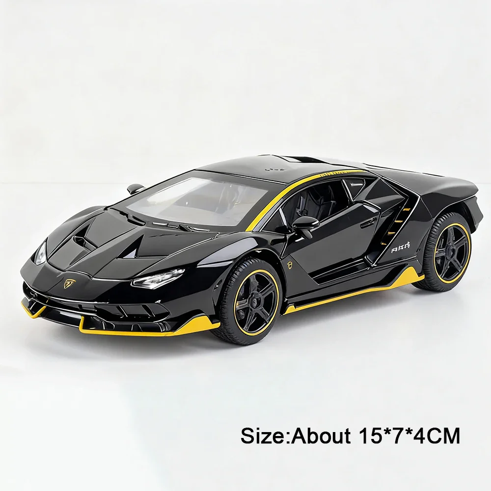 (lp770 Negro brillante) Coche miniatura a escala 1:32 con puertas que se abren, fundido a presión en aleación de metal de alta fidelidad.