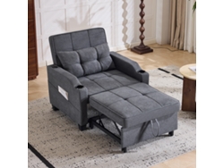 Sofá Cama 1 Plaza - 3 En 1, Con Portavasos Y Puerto Usb, Sofá Reclinable Y Sillón - Gris Oscuro