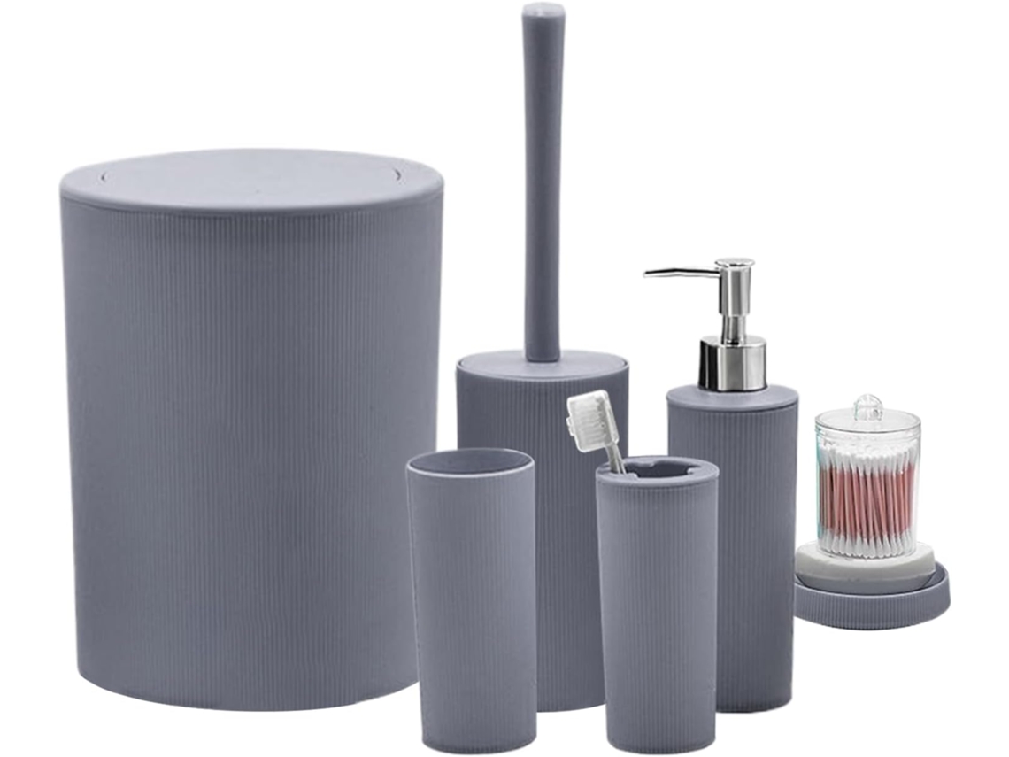 Dispensador De Jabón, Loción, Bote De Basura Y Accesorios - Juego De Baño - Set De 7 Piezas Para Encimera,