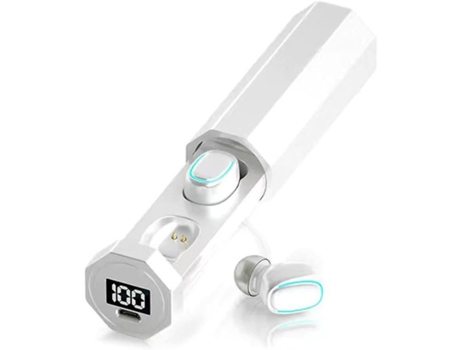 Auriculares Compatíveis Chronus Tws Digital Led Estéreo BISBISOUS Tecido Bluetooth Blanco